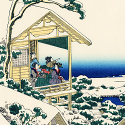 Maison de thé à Koishikawa, le matin après une chute de neige, Koishikawa yuki no ashita 礫川雪の旦 extrait des Trente-six vues du Mont Fuji, Fugaku sanjūrokkei 冨嶽三十六景, de Katsushika Hokusai 葛飾 北斎 (1760-1849) © Wikipédia Maison de thé à Koishikawa, le matin après une chute de neige, Koishikawa yuki no ashita 礫川雪の旦 extrait des Trente-six vues du Mont Fuji, Fugaku sanjūrokkei 冨嶽三十六景, de Katsushika Hokusai 葛飾 北斎 (1760-1849) © Wikipédia