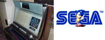 L'ancien juke-boxe de SEGA et sa mascotte Sonic de jeux vidéos ® SEGA