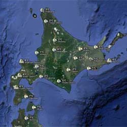 Image satellite d'Hokkaidô 北海道の地図 © Google Map