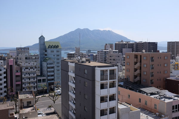 Kagoshima côté Sakurajima depuis le dernier étage de l'hôtel