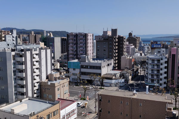 Kagoshima côté ville depuis le dernier étage de l'hôtel