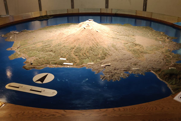 La maquette du Sakurajima dans le centre d'information